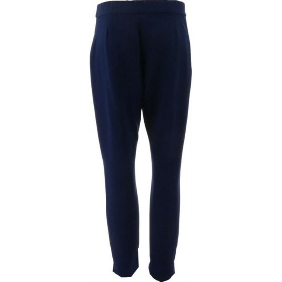 NWT DENNIS BASSO KNIT TWILL PULL-ON ANKLE PANTS RIVET TRIM NAVY XXS - Picture 3 of 8